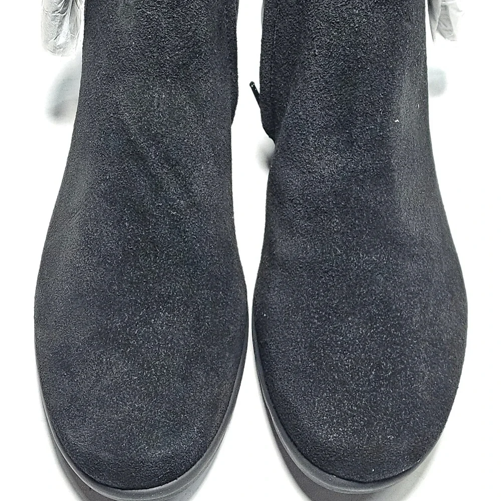 Vaneli‎ Sport Dommie Black Suede Ankle Boots Side Zip Wedge Booties Womens 6.5W